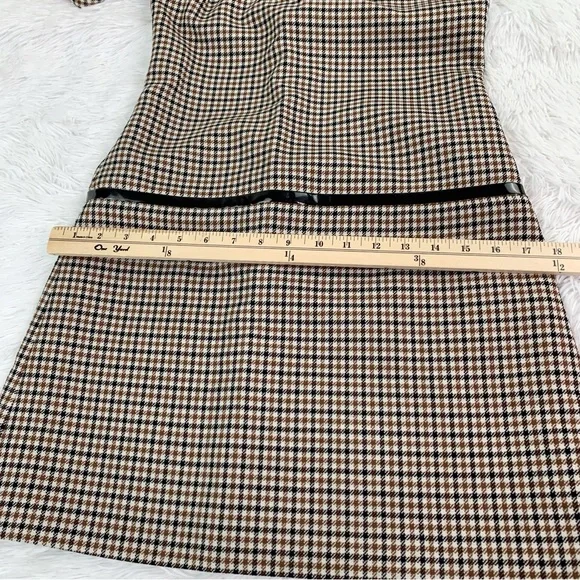 NWT Bouchra Jarra Paris 3/4 sleeve 100% wool houndstooth shift dress crew neck